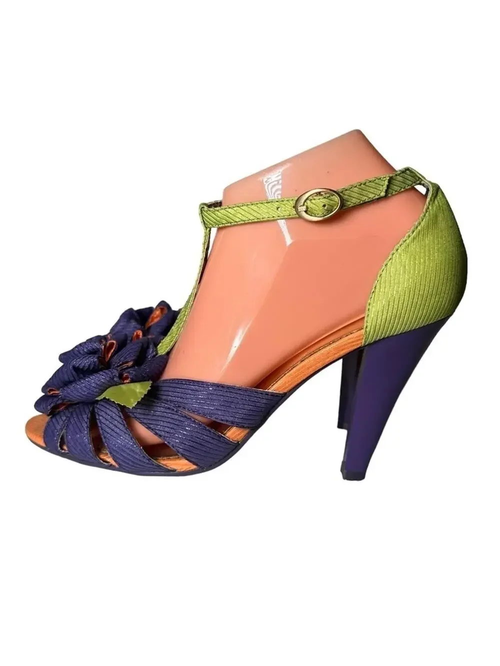 Poetic License London Floral T-Strap Colorblock Heels